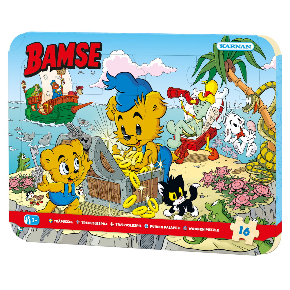 Træpuslespil Bamse Pirat 16 brikker