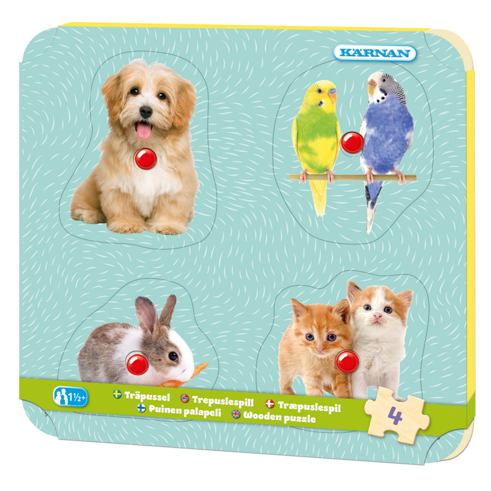 Kärnan Knappuslespil - Husdyr 4 Brikker