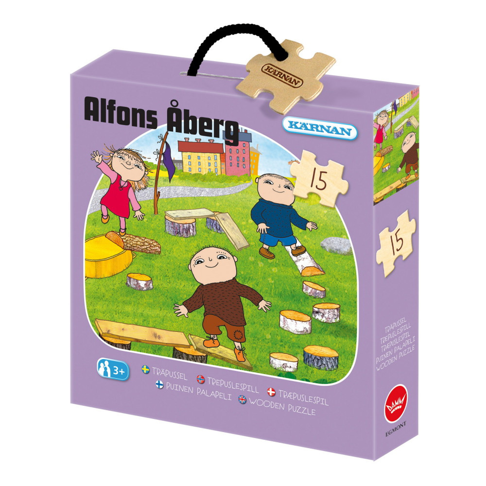 Kärnan træ-askepuslespil - Alfons Åberg 15 Brikker