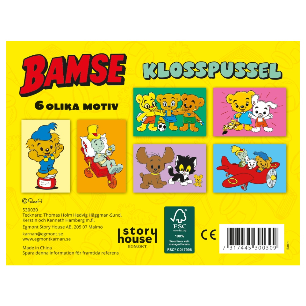 Bamse Klodspuslespil Træ 6 brikker