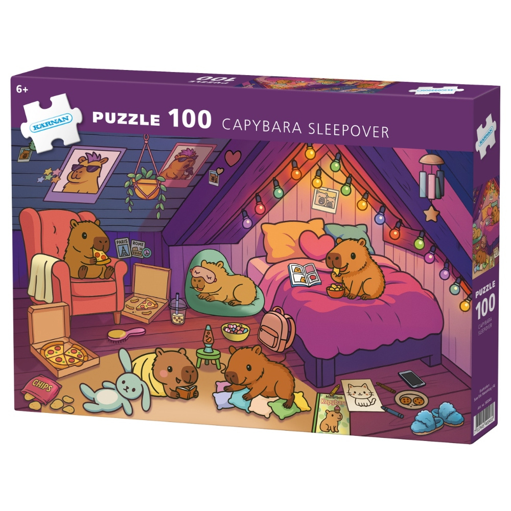 Kärnan Puslespil: Capybara Sleepover 100 Brikker