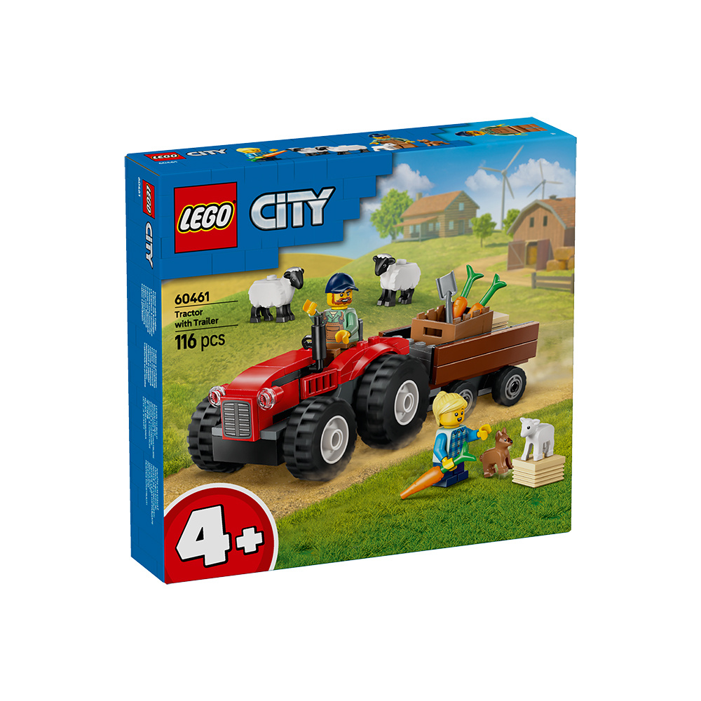 LEGO City - Rød traktor med anhænger og får