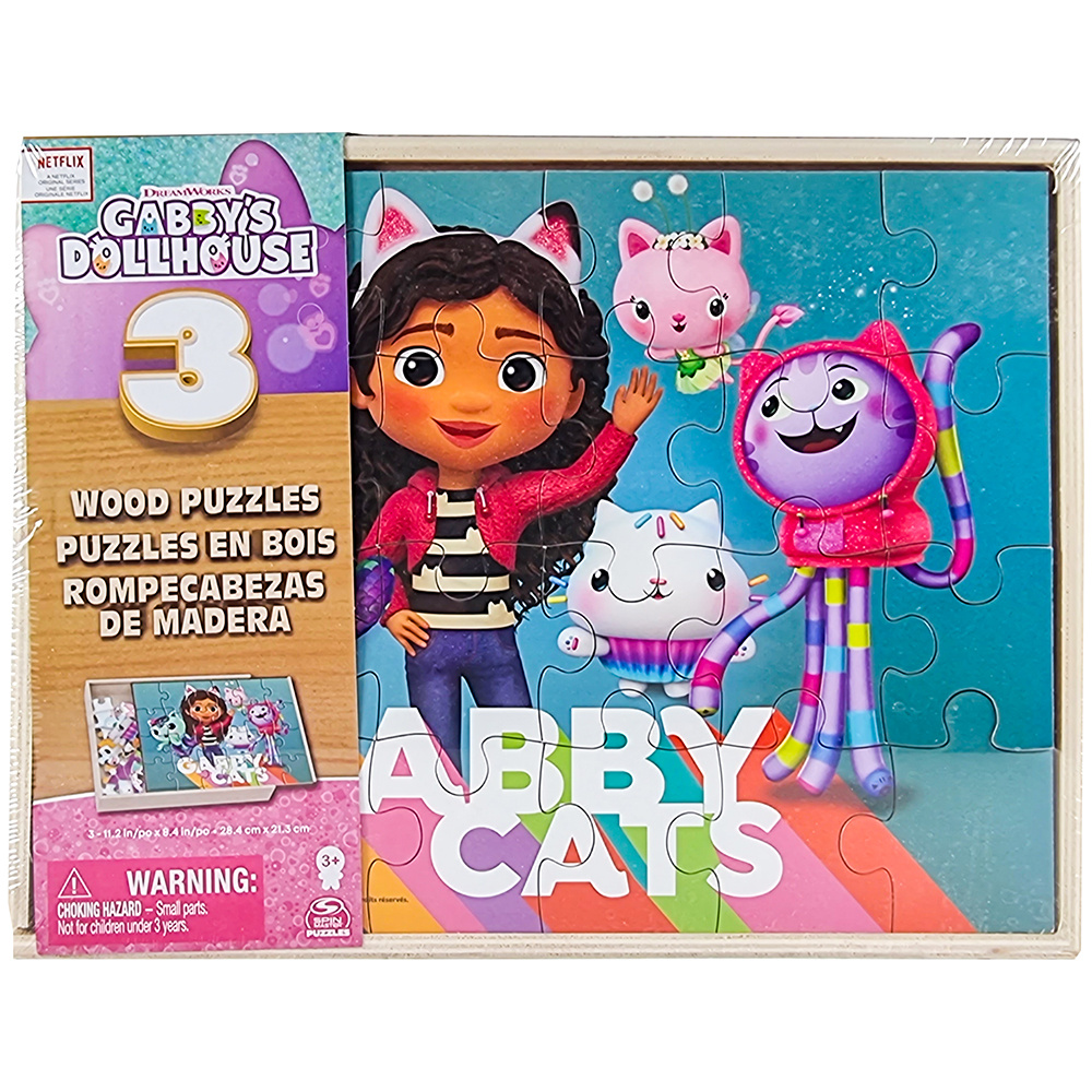 Gabby's Dollhouse - Træ puslespil 3x24 Brikker