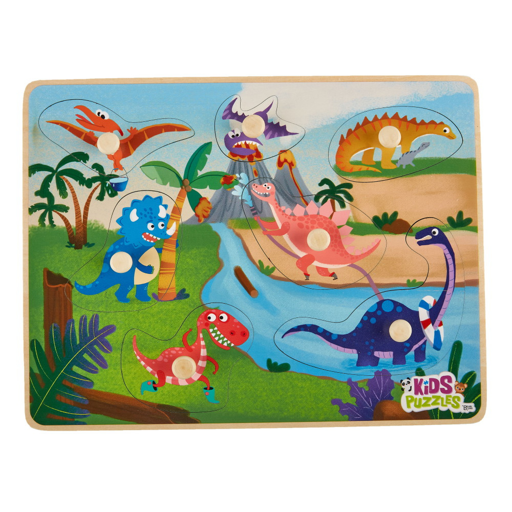 Knappuslespil: Dinosaurer- 7 Brikker