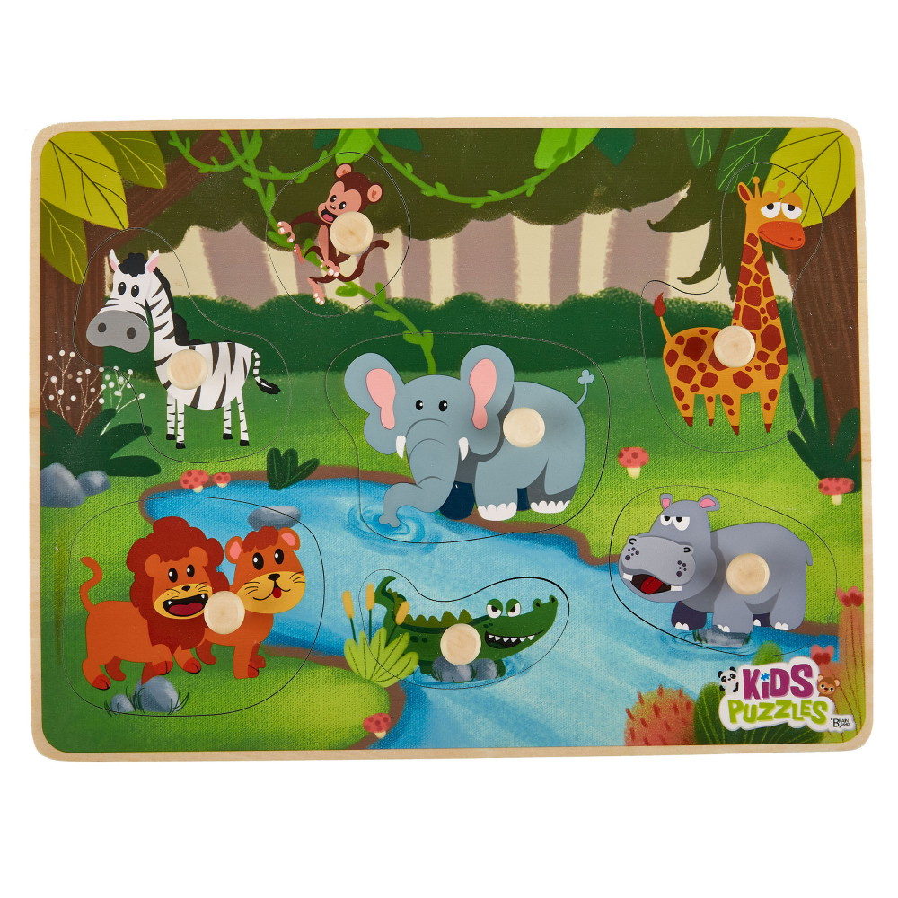 Knappuslespil: Afrikas Dyr - 7 Brikker