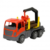 Plasto Trælastbil med kran - Rød/Sort/Grå Plasto Trælastbil med kran - Rød/Sort/Grå
