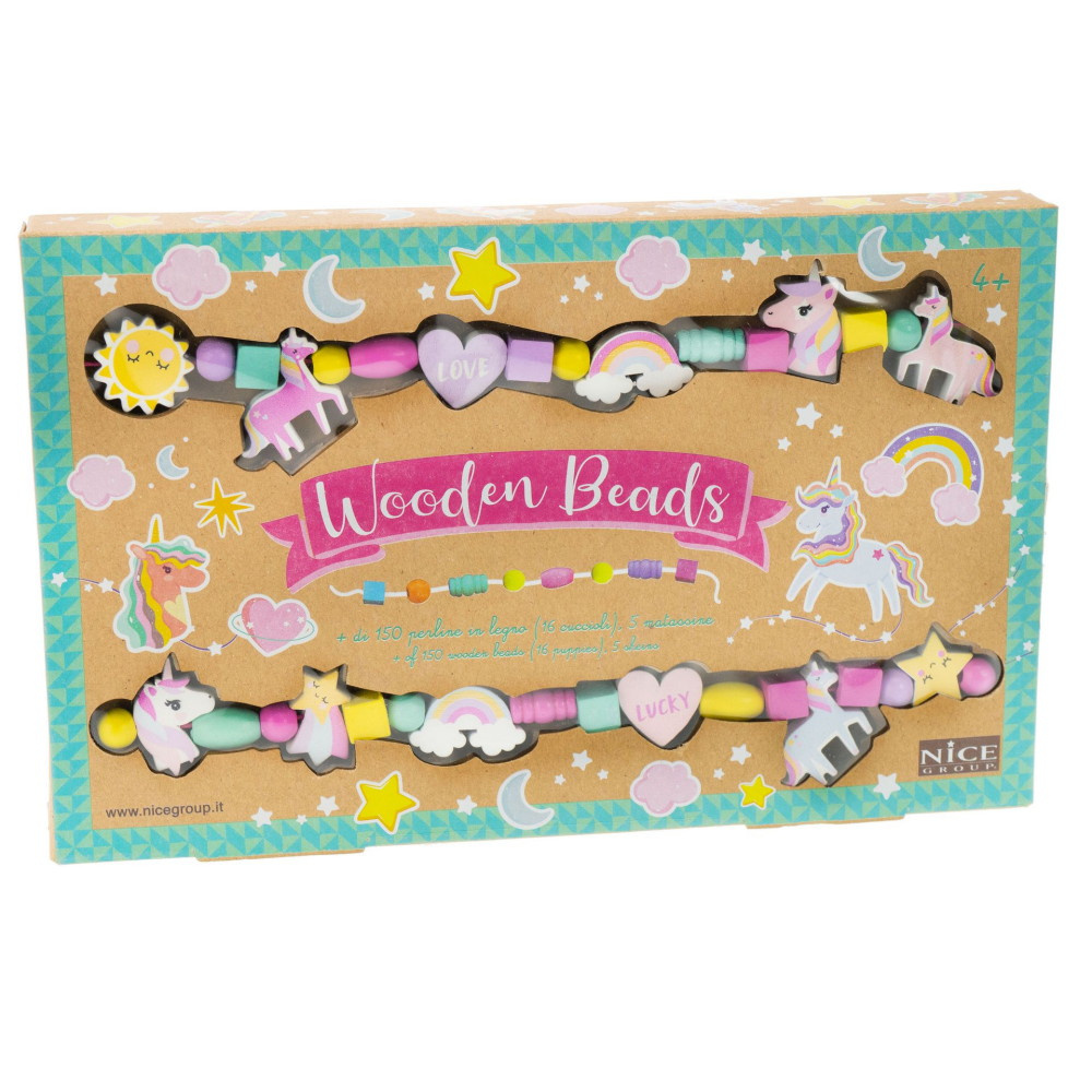 Nice Smykkesæt Med Træperler Enhjørning