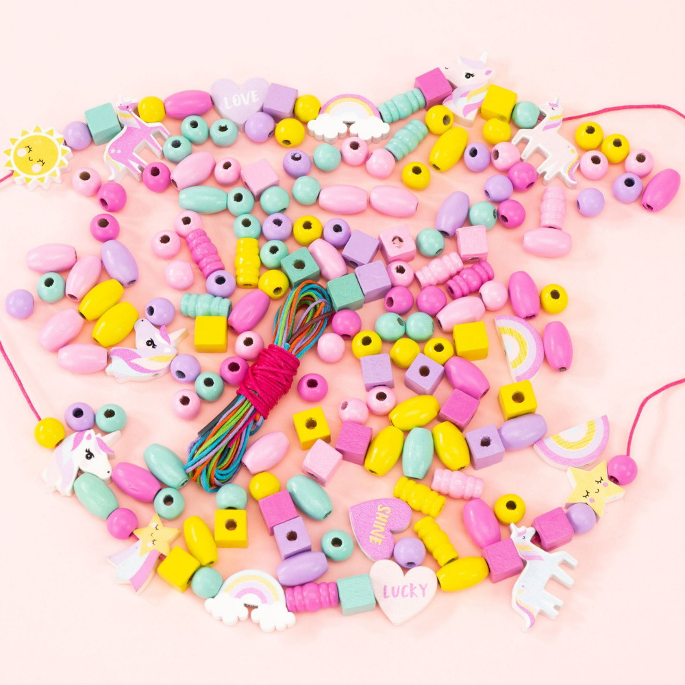 Nice Smykkesæt Med Træperler Enhjørning