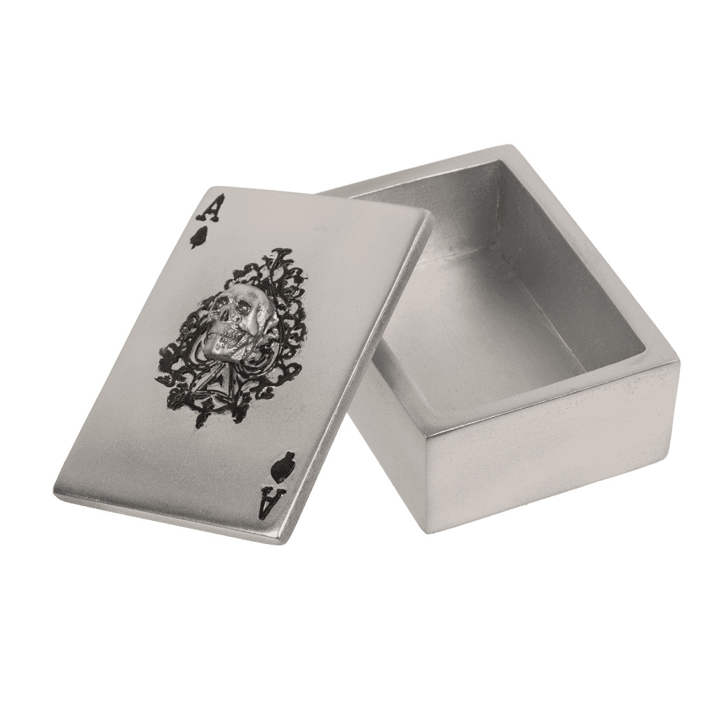 Storage box for playing cards - Skull - Silver