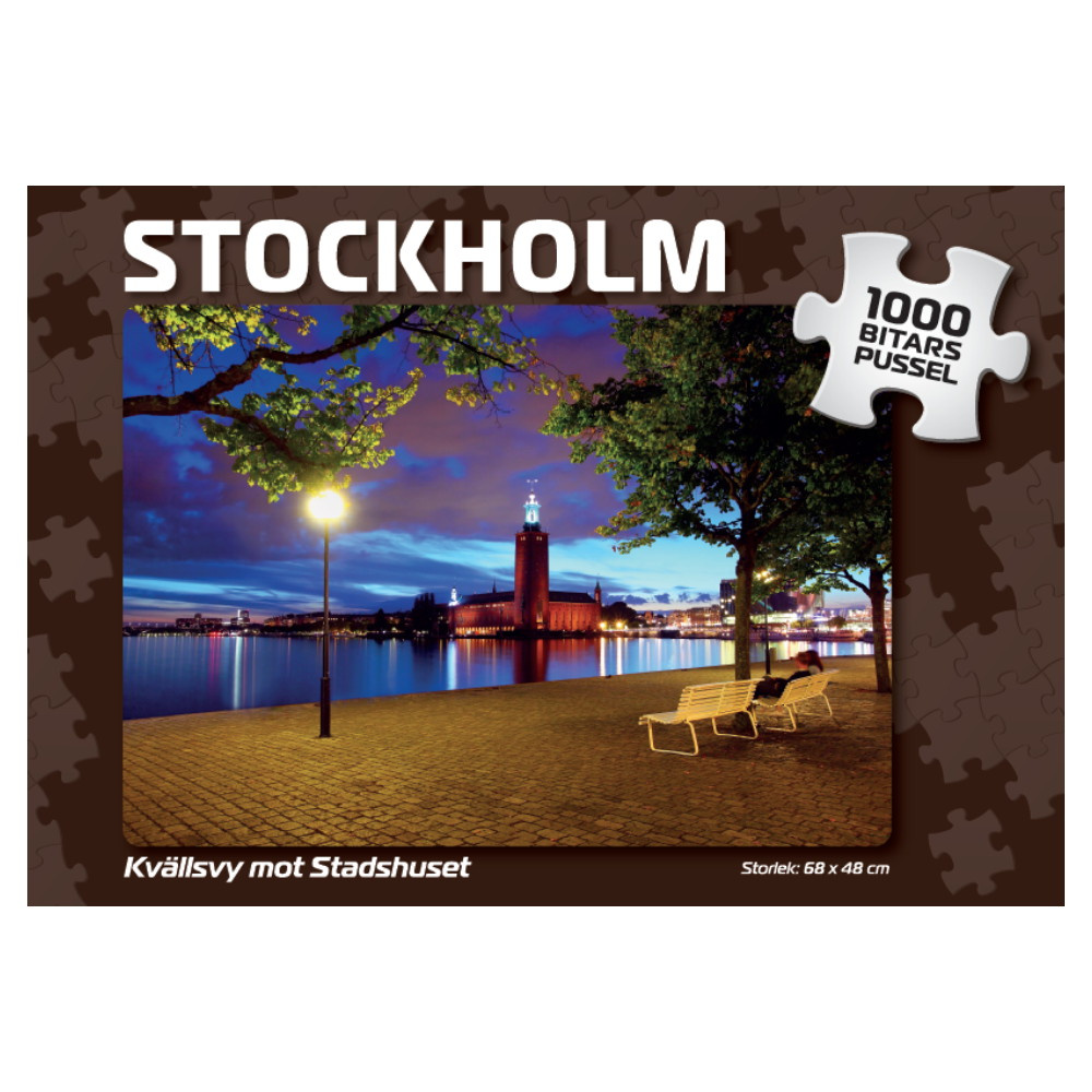 Puslespil: Stockholm Kvällsvy mot Stadshuset 1000 Brikker