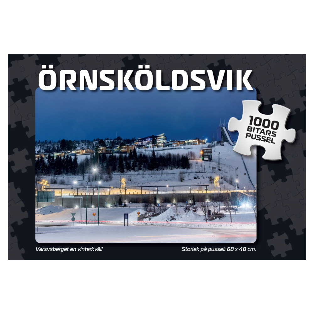 Puslespil: Örnsköldsvik Varvsberget en vinterkväll 1000 Brikker