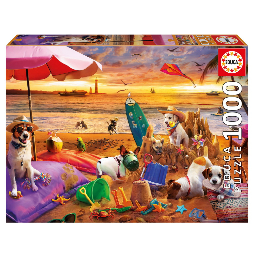 Educa Dogs playing at the beach 1000 Brikker