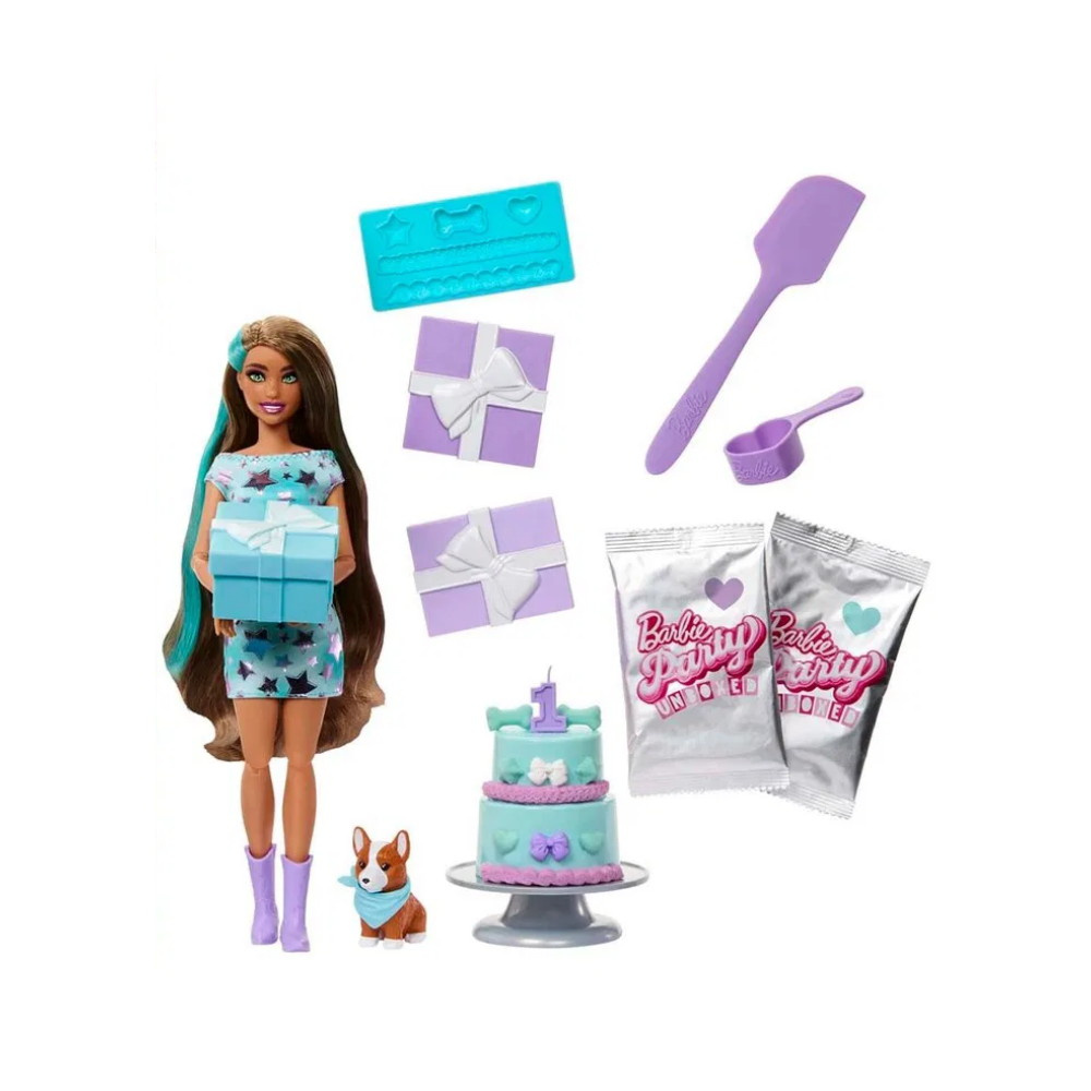 Barbie Party Unboxed - Brunette dukke
