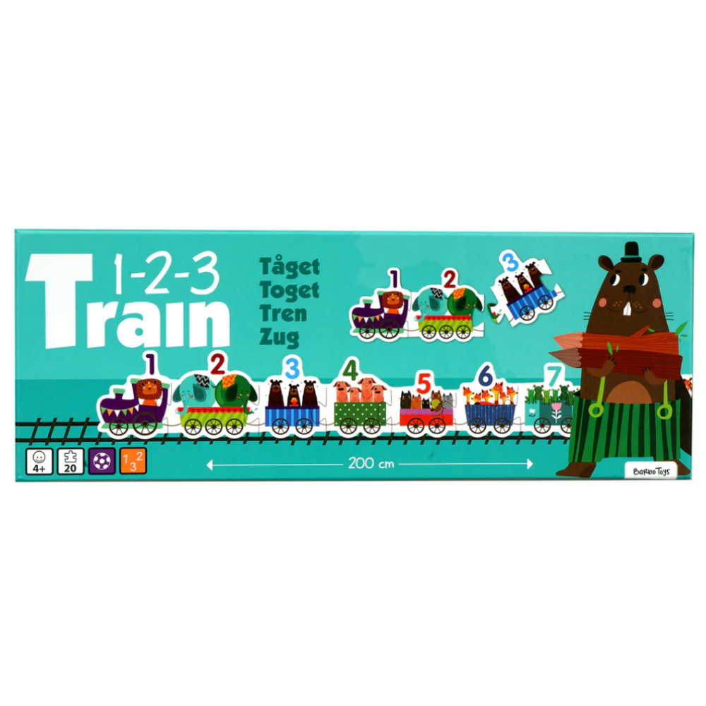 Puslespil: Nummertog Med Dyr 20 Brikker