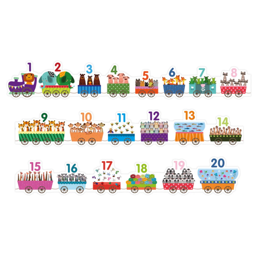 Puslespil: Nummertog Med Dyr 20 Brikker