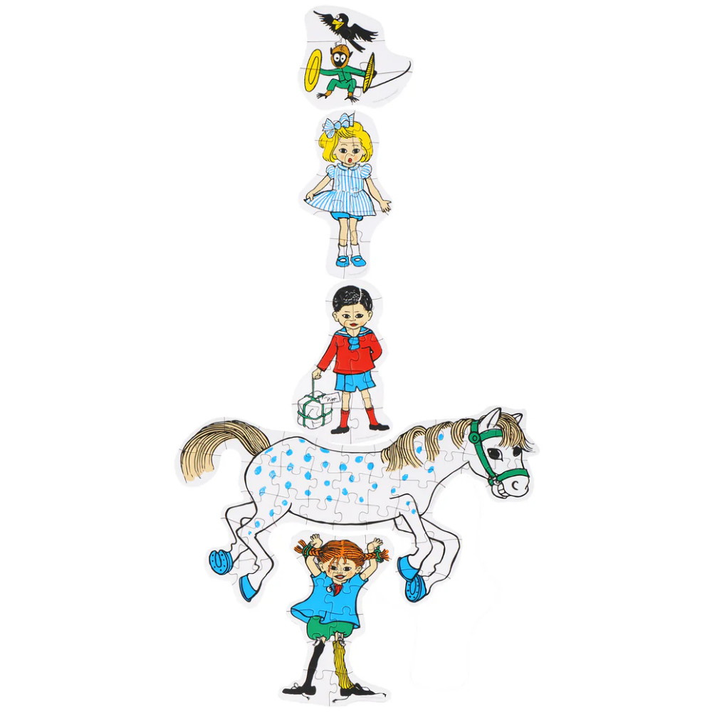 Pippi Stabling af puslespil 4, 9, 9, 13 og 34 Brikker