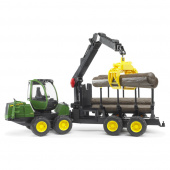 Bruder John Deere 1210E Speditør med 4 træstammer og griber Bruder John Deere 1210E Speditør med 4 træstammer og griber