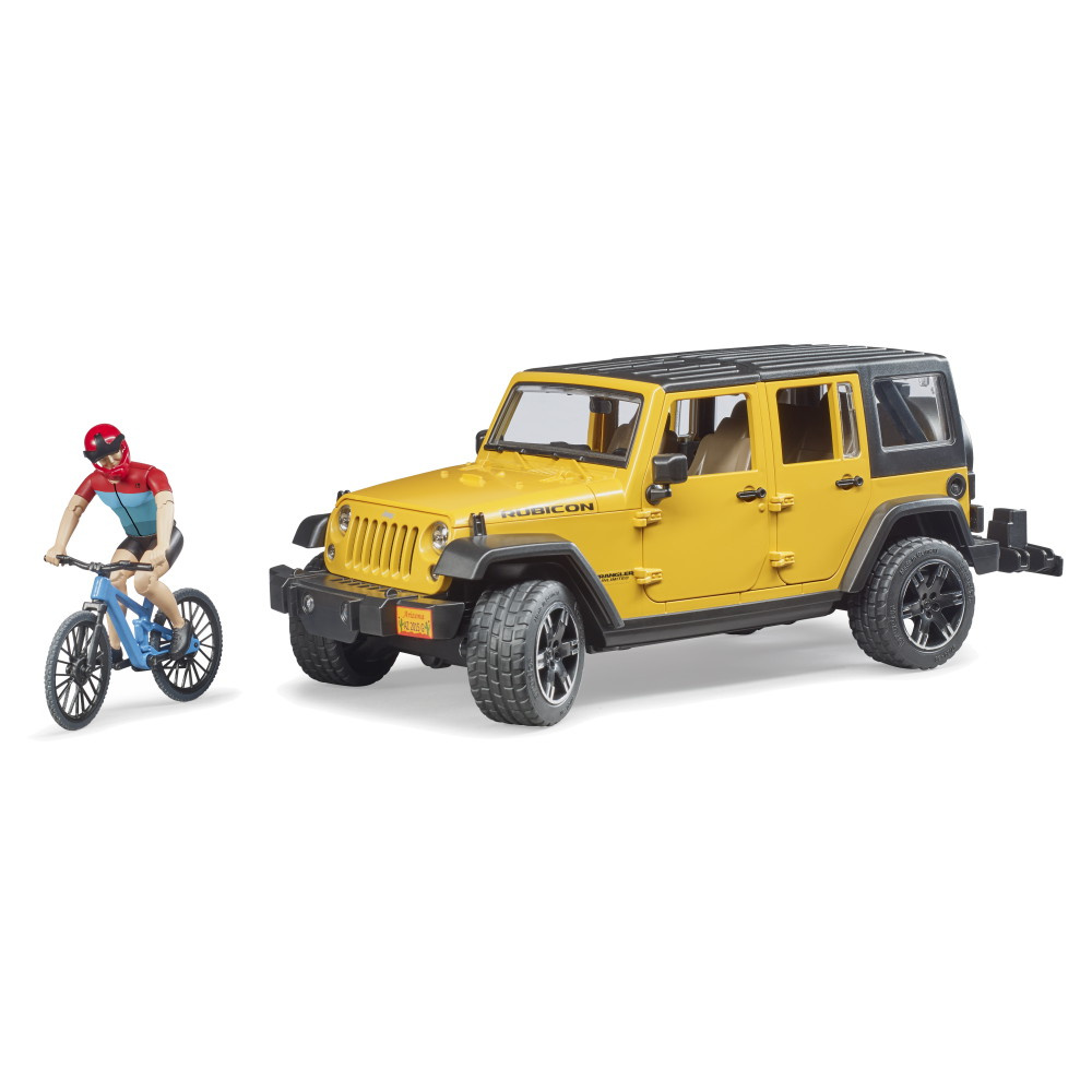 Bruder Jeep Wrangler Rubicon Unlimited med 1 mountainbike og cyklist