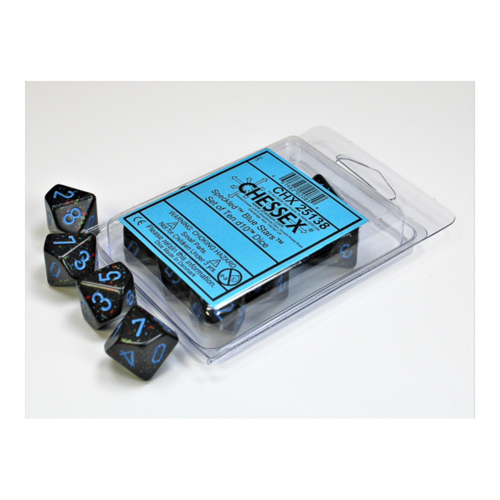 Dice Set D10 Speckled Blue Stars