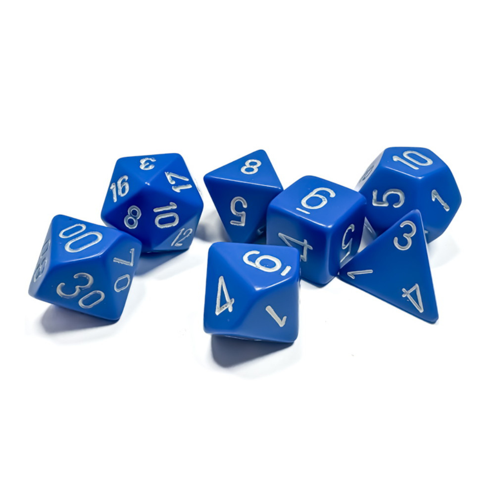 Dice Set 7 Opaque Blue/White