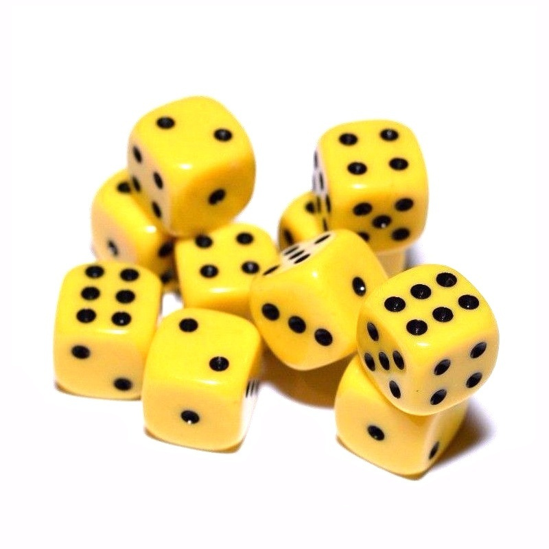 Dice Set D6 Opaque Yellow/Black 16 mm