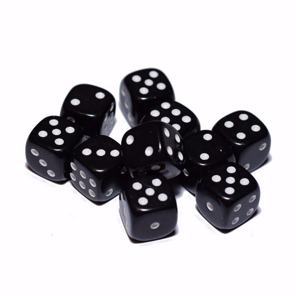 Dice Set D6 Opaque Black/White 16 mm