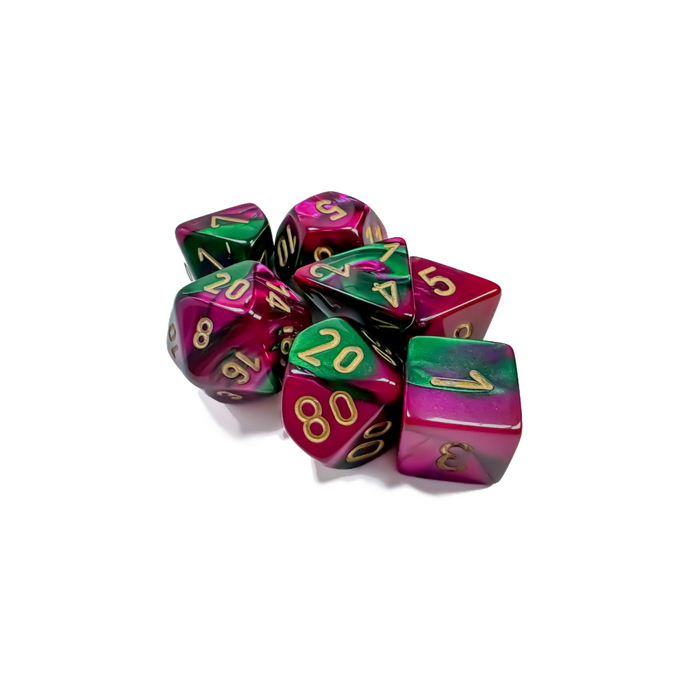Dice Set 7 Gemini Green-Purple/Gold