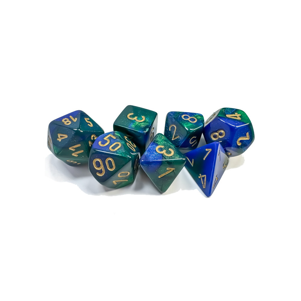 Dice Set 7 Gemini Blue-Green/Gold