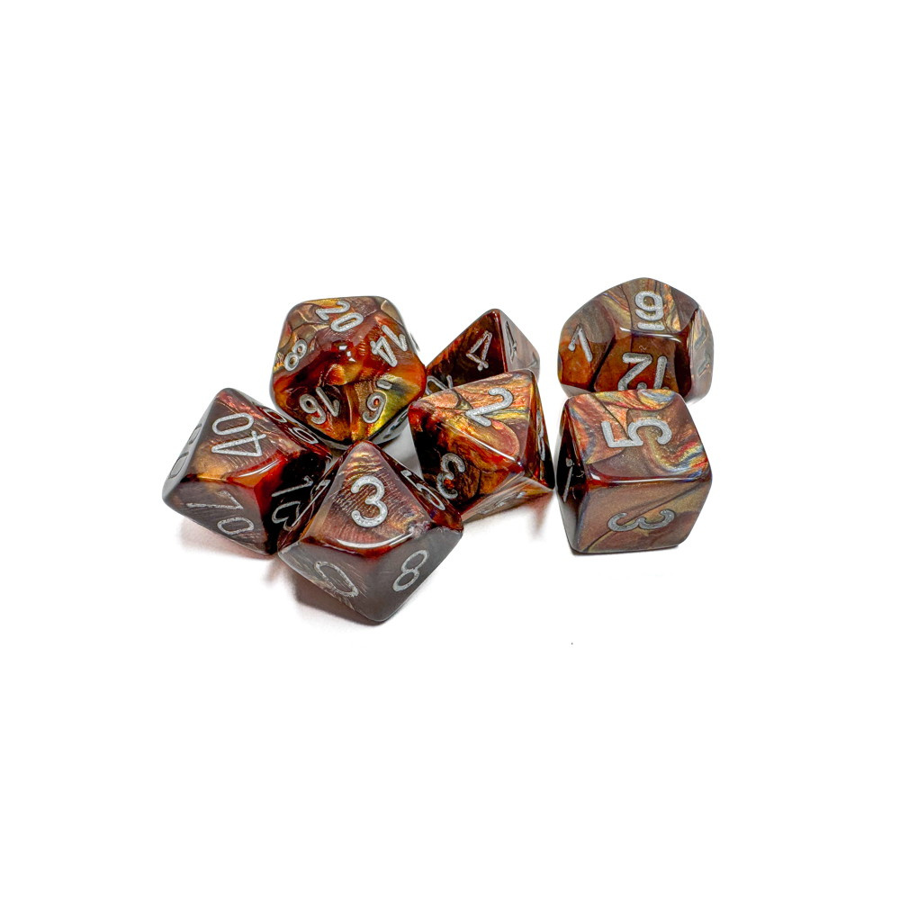 Dice Set 7 Lustrous Gold/Silver