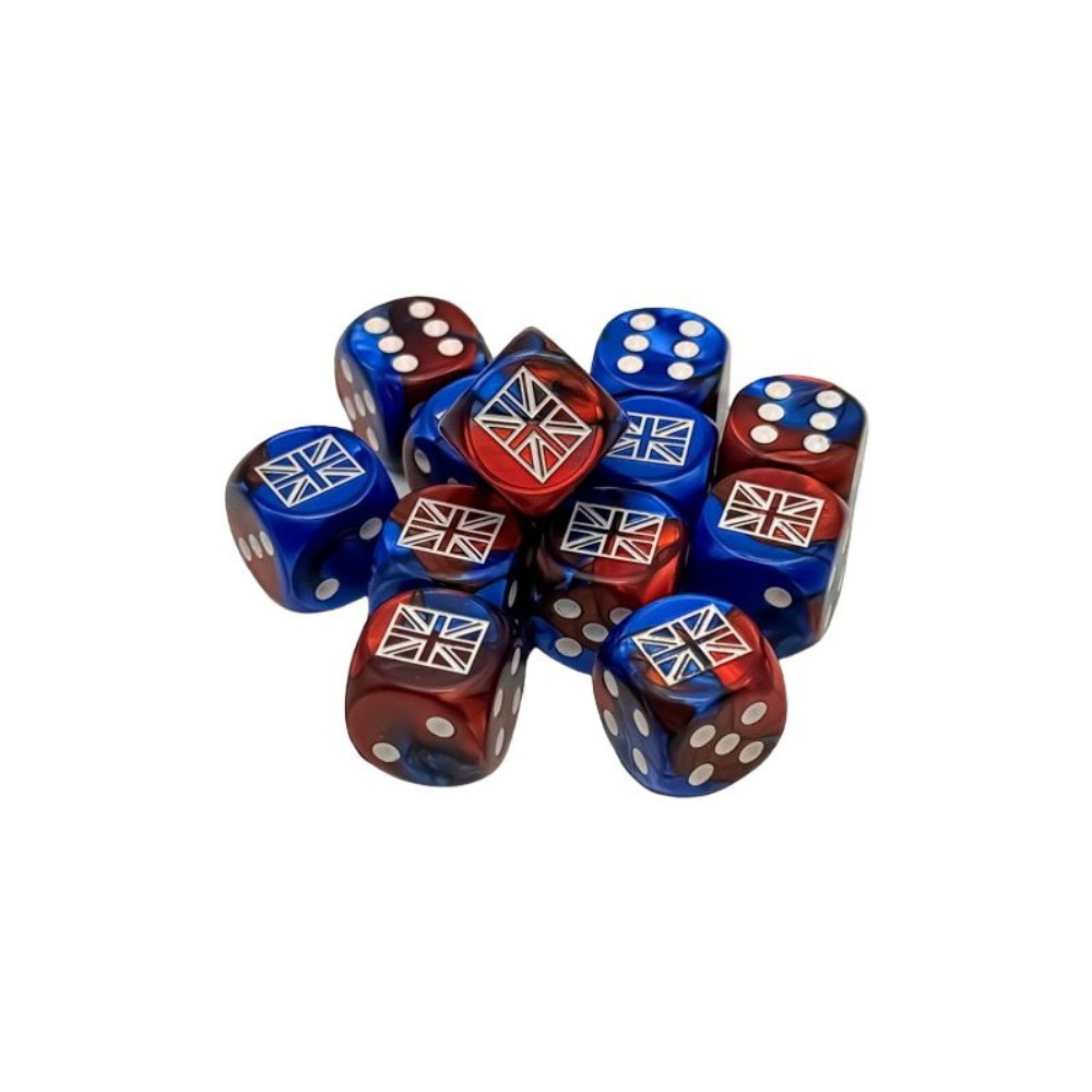 Dice Set D6 Gemini Blue-Red/White 16 mm - Great Britain War Dice