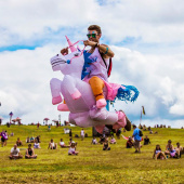 Oppustelig Unicorn kostume Oppustelig Unicorn kostume