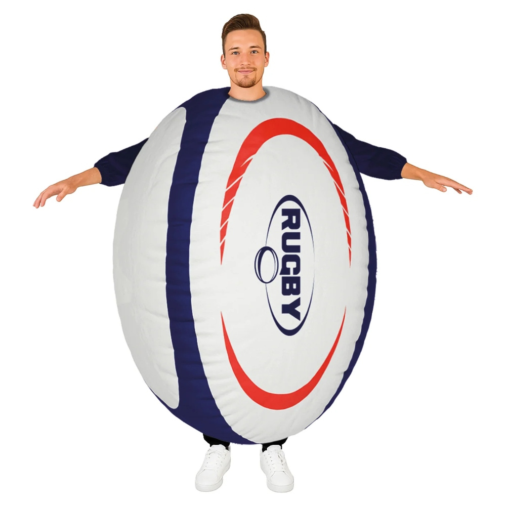 Oppusteligt rugby-kostume til voksne