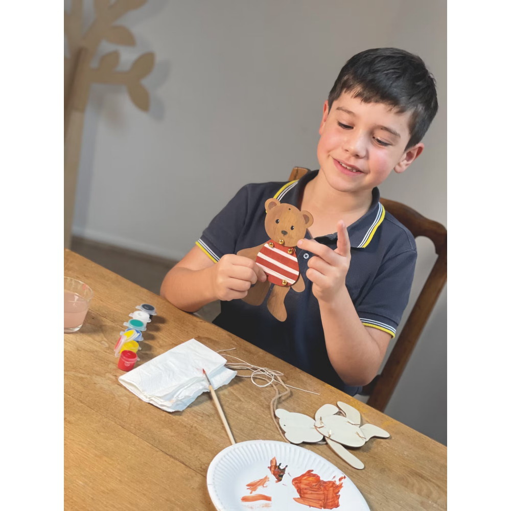 Træfigurer Til Maling -Jumping Jack Bear