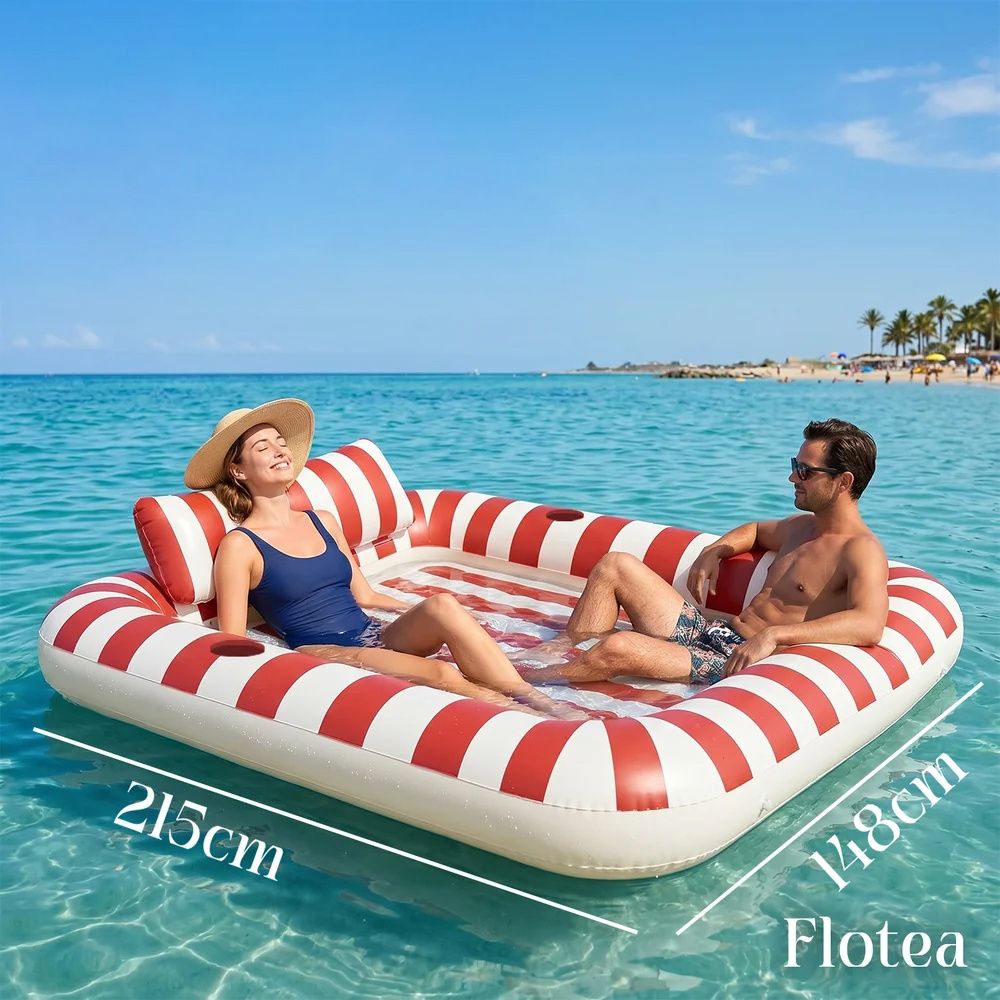Flotea® XXL Pool Mattress – Beige and Terracotta
