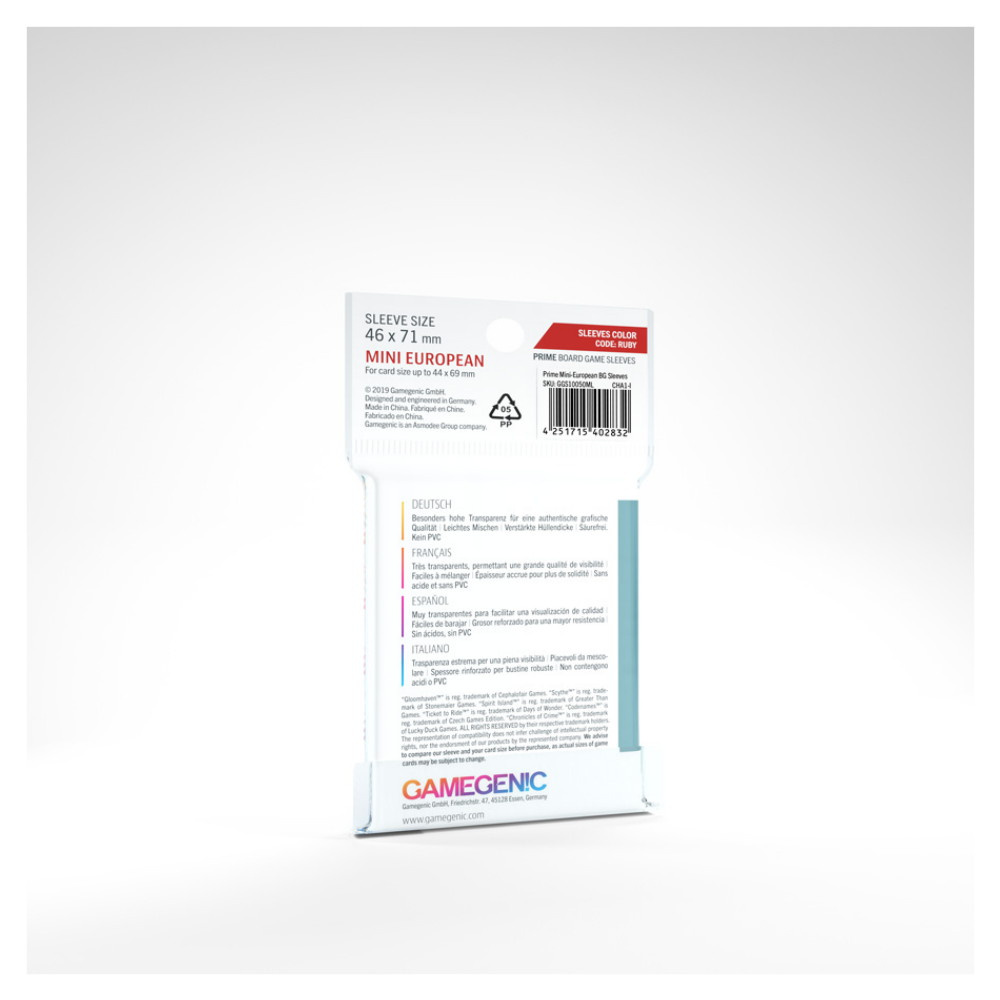 GameGenic Prime Sleeves Clear 44 x 69 mm