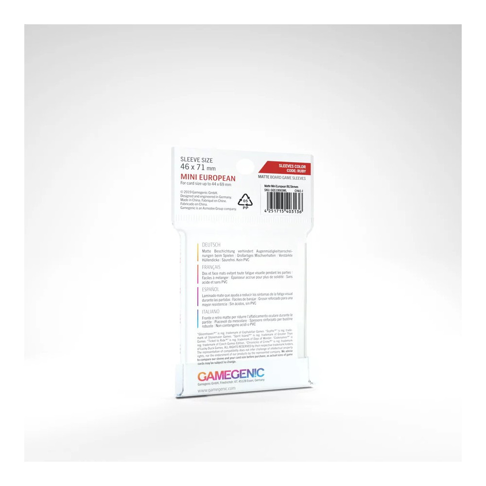 GameGenic Matte Sleeves Clear 44 x 69 mm