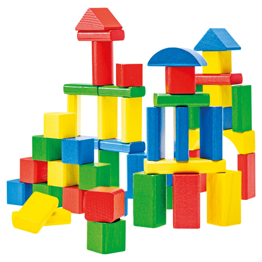 Wooden Wonders - Coloured Wooden Blocks 50 dele i rør