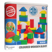 Wooden Wonders - Coloured Wooden Blocks 100 dele Wooden Wonders - Coloured Wooden Blocks 100 dele