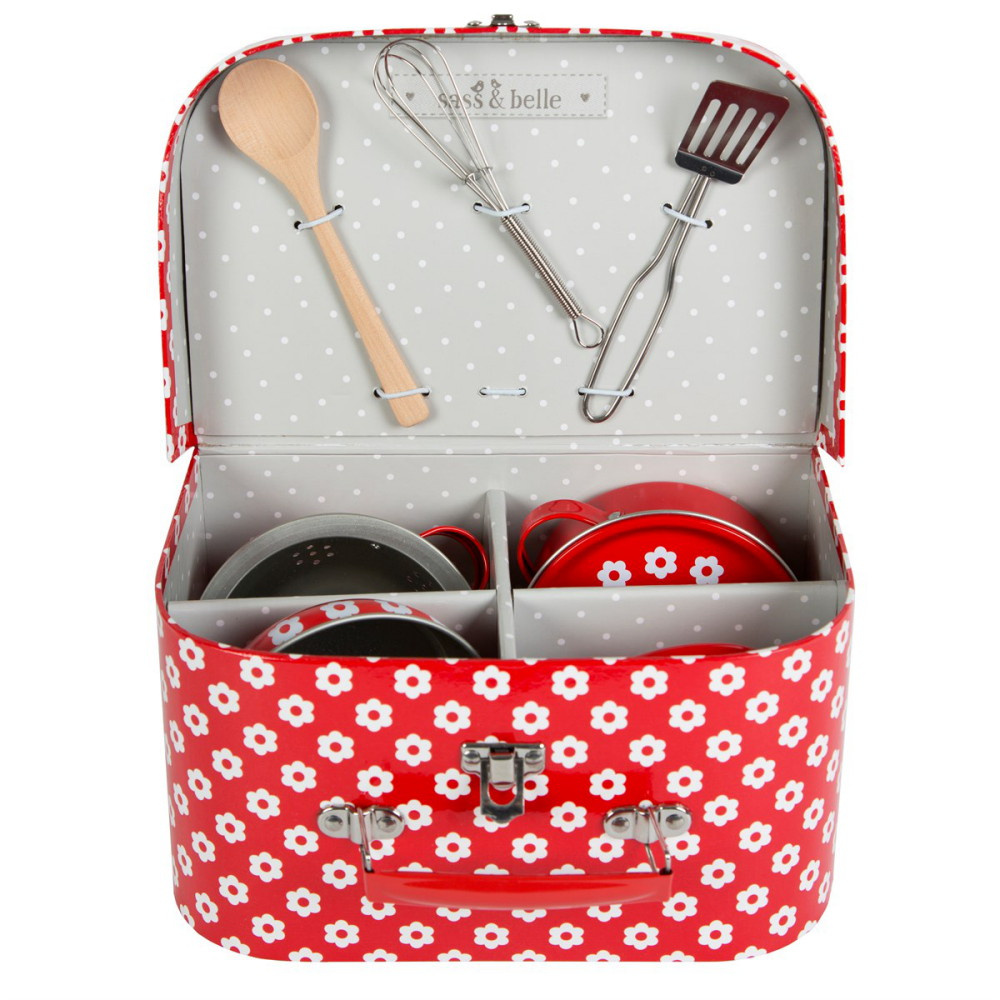 Kids Kitchen Cooking Set - Sass & Belle - Red Daisies