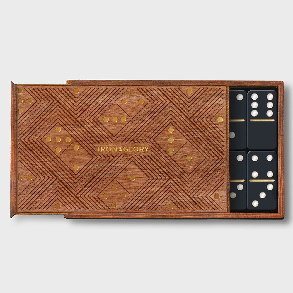 Game in wooden box Domino