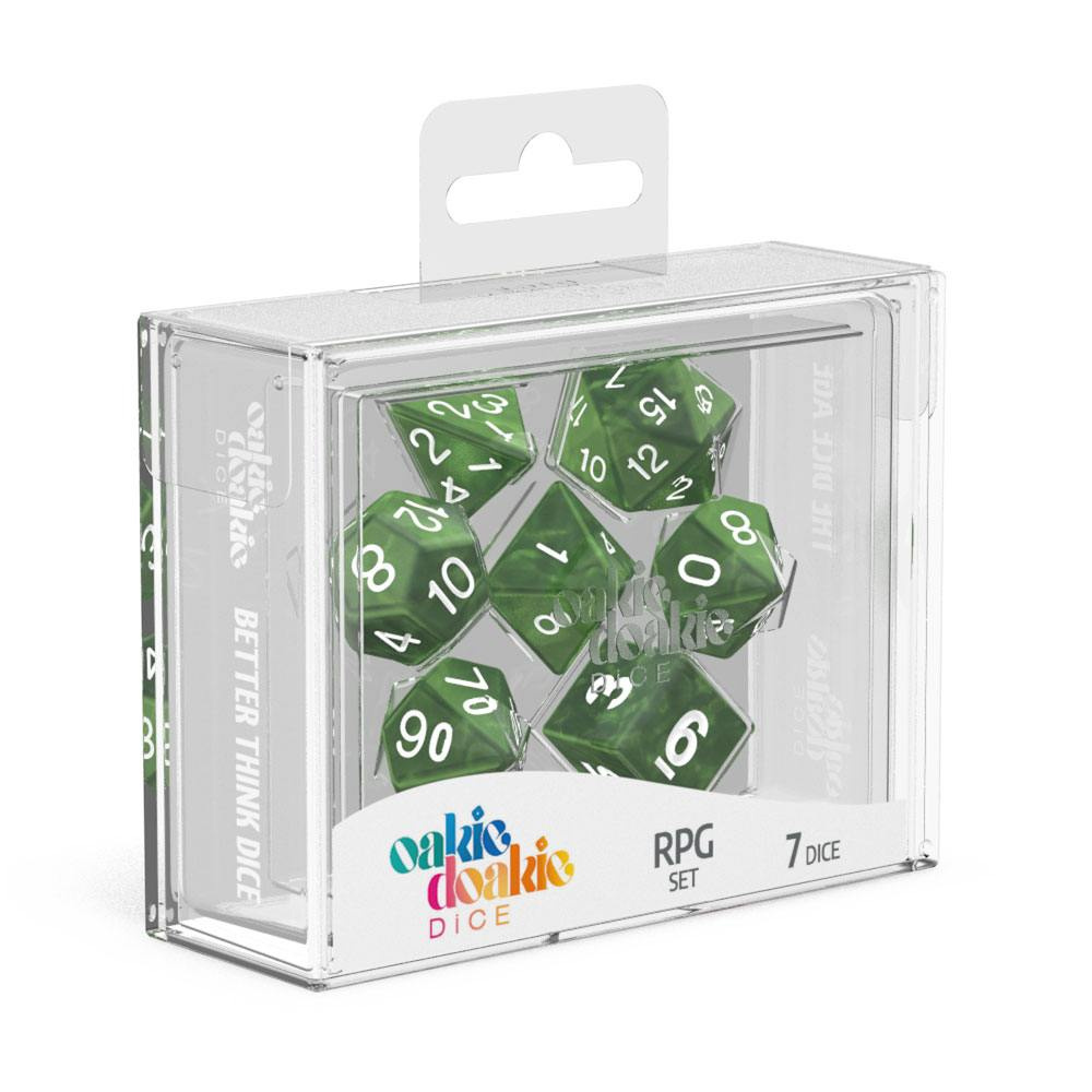 Oakie Doakie Dice RPG Set Marble - Green 7 pack