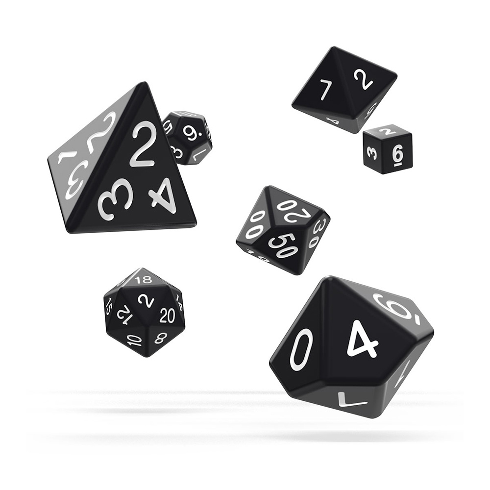 Oakie Doakie Dice RPG Set Solid - Black 7 pack