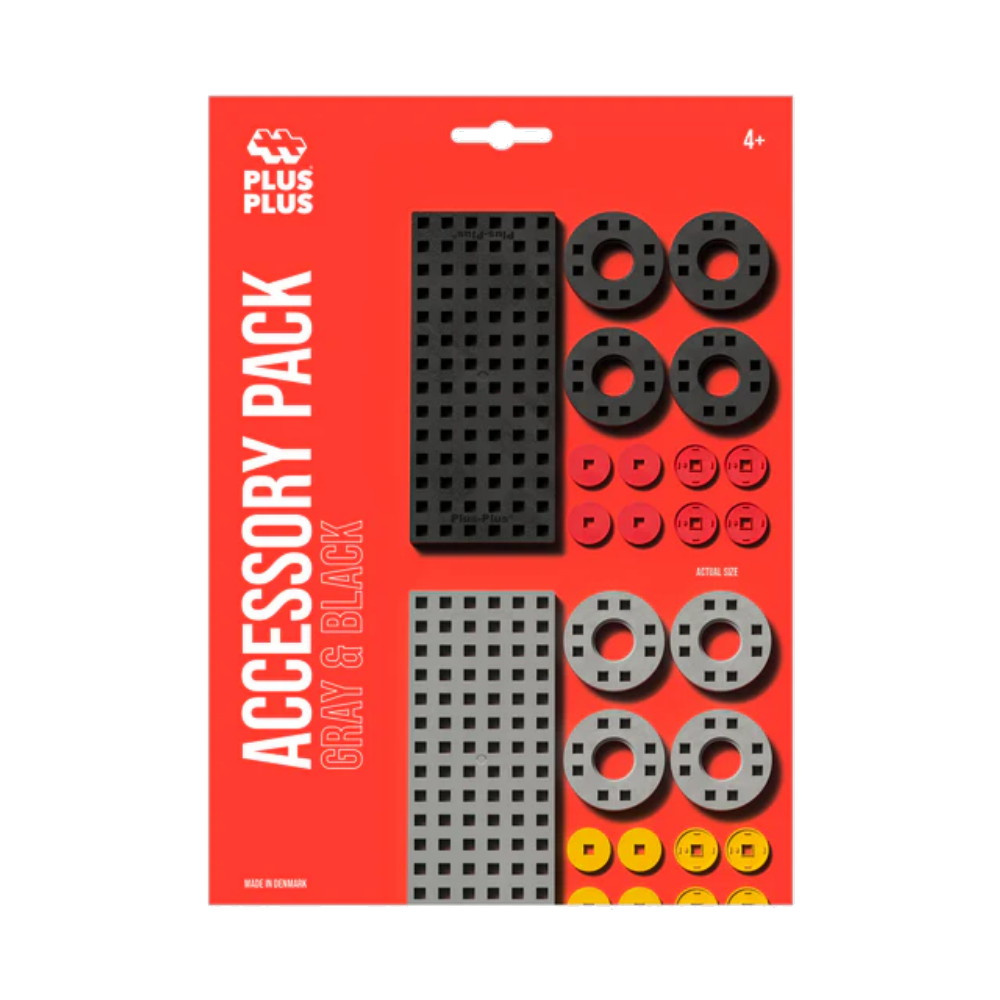 Plus-Plus - Byggeplader og hjul - Sort & Grå