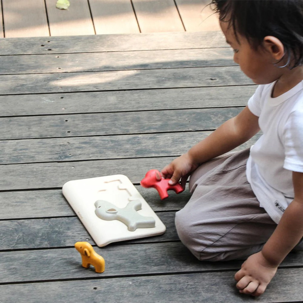 Hundepuslespil I Træ Med 4 Brikker