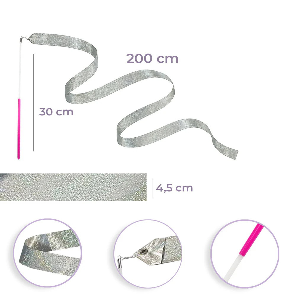 Gymnastikbånd Sølv 2 stk