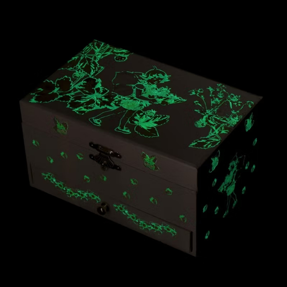 Blomsterfeer - Fe-jordbær-smykkeskrin, der lyser i mørket